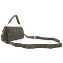 フェンディ FENDI ズッカ バゲット フォールダブル 8BH418 ブラウン キャンバス ショルダーバッグ シルバー金具 茶 フラグメントコラボ ハンドバッグ トート