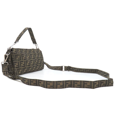 フェンディ FENDI ズッカ バゲット フォールダブル 8BH418 ブラウン キャンバス ショルダーバッグ シルバー金具 茶 フラグメントコラボ ハンドバッグ トート
