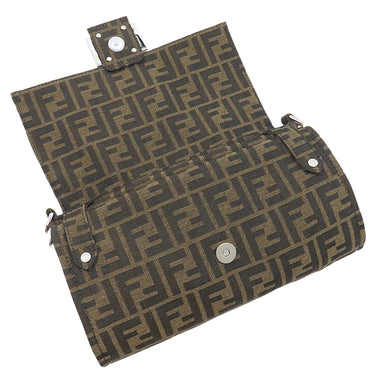 フェンディ FENDI ズッカ バゲット フォールダブル 8BH418 ブラウン キャンバス ショルダーバッグ シルバー金具 茶 フラグメントコラボ ハンドバッグ トート