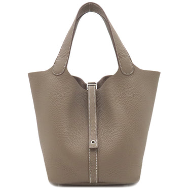 エルメス HERMES ピコタンロックMM エトゥープ トリヨンクレマンス ハンドバッグ シルバー金具 グレージュ