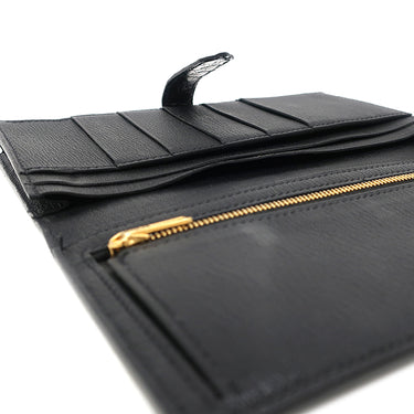 エルメス HERMES ベアンスフレ ブラック アリゲーター 長財布 ゴールド金具 黒 クロコ 二つ折り財布