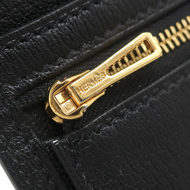 エルメス HERMES ベアンスフレ ブラック アリゲーター 長財布 ゴールド金具 黒 クロコ 二つ折り財布