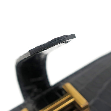 エルメス HERMES ベアンスフレ ブラック アリゲーター 長財布 ゴールド金具 黒 クロコ 二つ折り財布