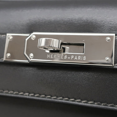 エルメス HERMES ケリー28 外縫い グラファイト ボックスカーフ 2WAYバッグ シルバー金具 灰色