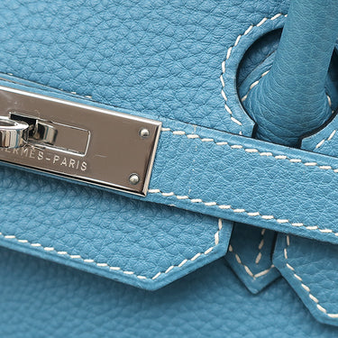 エルメス HERMES バーキン35 ブルージーン トゴ ハンドバッグ シルバー金具 青