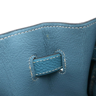 エルメス HERMES バーキン35 ブルージーン トゴ ハンドバッグ シルバー金具 青