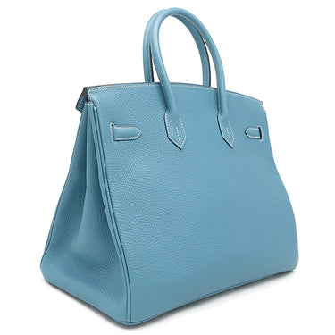 エルメス HERMES バーキン35 ブルージーン トゴ ハンドバッグ シルバー金具 青