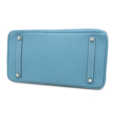 エルメス HERMES バーキン35 ブルージーン トゴ ハンドバッグ シルバー金具 青