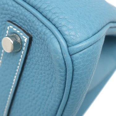 エルメス HERMES バーキン35 ブルージーン トゴ ハンドバッグ シルバー金具 青