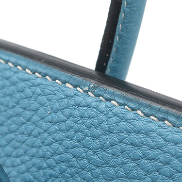 エルメス HERMES バーキン35 ブルージーン トゴ ハンドバッグ シルバー金具 青