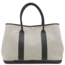 エルメス HERMES ガーデンパーティーPM ボルデュック グレー×ブラック トワルアッシュ ネゴンダ トートバッグ シルバー金具 黒 ボルデュックリボン トワルH