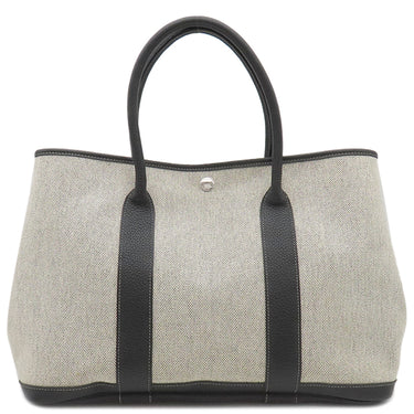 エルメス HERMES ガーデンパーティーPM ボルデュック グレー×ブラック トワルアッシュ ネゴンダ トートバッグ シルバー金具 黒 ボルデュックリボン トワルH