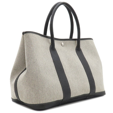 エルメス HERMES ガーデンパーティーPM ボルデュック グレー×ブラック トワルアッシュ ネゴンダ トートバッグ シルバー金具 黒 ボルデュックリボン トワルH