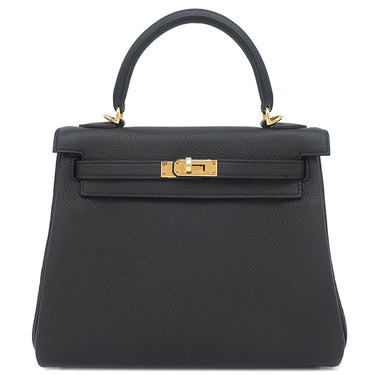 エルメス HERMES ケリー25 内縫い ブラック トゴ 2WAYバッグ ゴールド金具 黒 ショルダー ハンドバッグ
