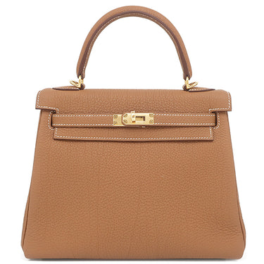 エルメス HERMES ケリー25 内縫い ゴールド トゴ 2WAYバッグ ゴールド金具 茶 ショルダー