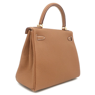 エルメス HERMES ケリー25 内縫い ゴールド トゴ 2WAYバッグ ゴールド金具 茶 ショルダー