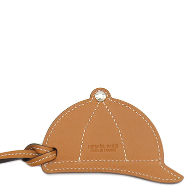 エルメス HERMES パドック ボンベイ オレンジ×クレ×ナチュラルサブレ ヴォースイフト ヴォーバトラー バッグチャーム アイボリー 茶 帽子