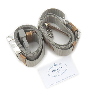 プラダ PRADA カモフラージュ柄 ショルダー 2VL028 SABBIA ナイロン レザー 2WAYバッグ シルバー金具 ベージュ 茶 黒 TESSUTO CAMOUFL ヒップバッグ