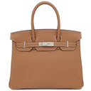 エルメス HERMES バーキン30 ゴールド トゴ ハンドバッグ シルバー金具 新品 未使用 茶