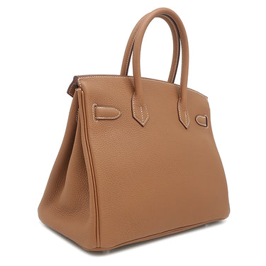 エルメス HERMES バーキン30 ゴールド トゴ ハンドバッグ シルバー金具 新品 未使用 茶