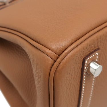 エルメス HERMES バーキン30 ゴールド トゴ ハンドバッグ シルバー金具 新品 未使用 茶