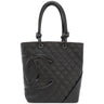 シャネル CHANEL カンボンライン ミディアム A25167 ブラック レザー エナメル トートバッグ シルバー金具 黒 ピンク キルティング ココマーク