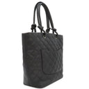 シャネル CHANEL カンボンライン ミディアム A25167 ブラック レザー エナメル トートバッグ シルバー金具 黒 ピンク キルティング ココマーク