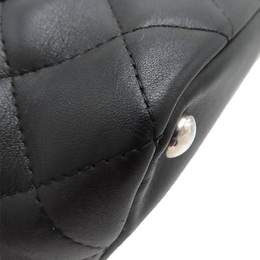 シャネル CHANEL カンボンライン ミディアム A25167 ブラック レザー エナメル トートバッグ シルバー金具 黒 ピンク キルティング ココマーク