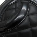 シャネル CHANEL カンボンライン ミディアム A25167 ブラック レザー エナメル トートバッグ シルバー金具 黒 ピンク キルティング ココマーク