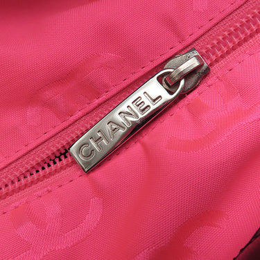 シャネル CHANEL カンボンライン ミディアム A25167 ブラック レザー エナメル トートバッグ シルバー金具 黒 ピンク キルティング ココマーク