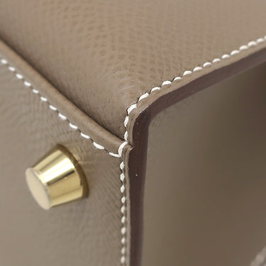 エルメス HERMES ケリー25 外縫い トリコロール エトゥープ×アルドワーズ×ブラック ヴォーエプソン 2WAYバッグ シルバー金具 グレージュ グレー 黒