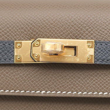 エルメス HERMES ケリー25 外縫い トリコロール エトゥープ×アルドワーズ×ブラック ヴォーエプソン 2WAYバッグ シルバー金具 グレージュ グレー 黒