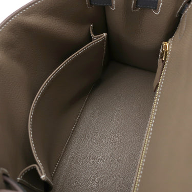 エルメス HERMES ケリー25 外縫い トリコロール エトゥープ×アルドワーズ×ブラック ヴォーエプソン 2WAYバッグ シルバー金具 グレージュ グレー 黒