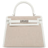 エルメス HERMES ケリー28 外縫い ニューホワイト×エクリュ トワルアッシュ スイフト 2WAYバッグ ナチュラル