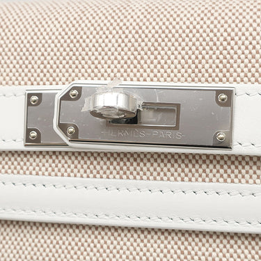 エルメス HERMES ケリー28 外縫い ニューホワイト×エクリュ トワルアッシュ スイフト 2WAYバッグ ナチュラル