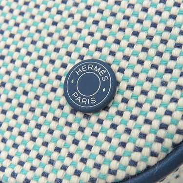 エルメス HERMES エスカル マリン コットン アニョー ポーチ シルバー金具 コスメポーチ