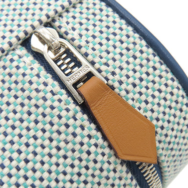 エルメス HERMES エスカル マリン コットン アニョー ポーチ シルバー金具 コスメポーチ