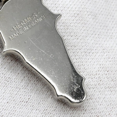 エルメス HERMES デストリエ ホースヘッド ブラックXシルバー バッファローホーン メタル ラッカー ネックレス 黒 グレー 馬モチーフ