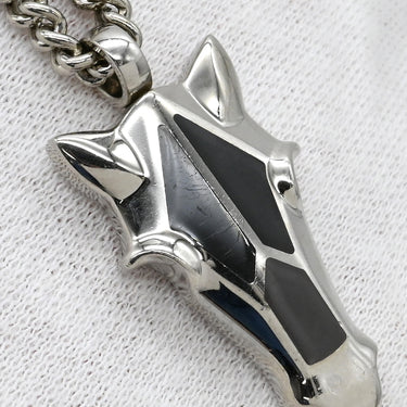 エルメス HERMES デストリエ ホースヘッド ブラックXシルバー バッファローホーン メタル ラッカー ネックレス 黒 グレー 馬モチーフ