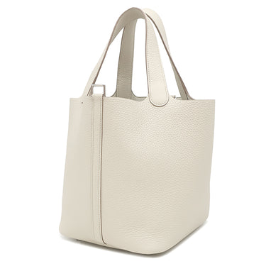 エルメス HERMES ピコタンロック MM ベトン トリヨンクレマンス ハンドバッグ シルバー金具 新品 未使用 オフホワイト