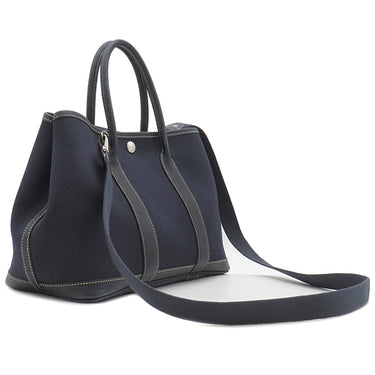 エルメス HERMES ガーデンパーティーTPM ネイビー トワルオフィシエ ネゴンダ トートバッグ シルバー金具 紺