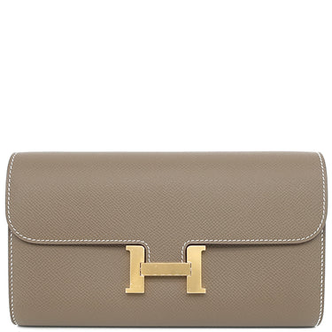 エルメス HERMES コンスタンス トゥーゴー エトゥープ ヴォーエプソン 長財布 ゴールド金具 グレージュ ショルダー