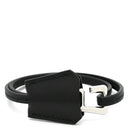 エルメス HERMES クロシェット レザーブレス ブラック メタル ボックスカーフ #T3 ブレスレット シルバー金具