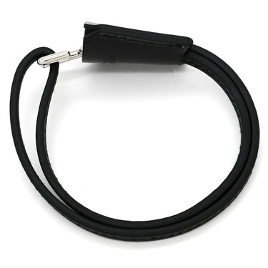 エルメス HERMES クロシェット レザーブレス ブラック メタル ボックスカーフ #T3 ブレスレット シルバー金具