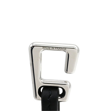 エルメス HERMES クロシェット レザーブレス ブラック メタル ボックスカーフ #T3 ブレスレット シルバー金具