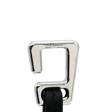 エルメス HERMES クロシェット レザーブレス ブラック メタル ボックスカーフ #T3 ブレスレット シルバー金具