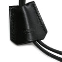 エルメス HERMES クロシェット レザーブレス ブラック メタル ボックスカーフ #T3 ブレスレット シルバー金具