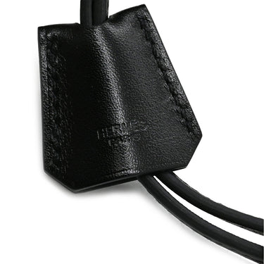 エルメス HERMES クロシェット レザーブレス ブラック メタル ボックスカーフ #T3 ブレスレット シルバー金具