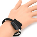 エルメス HERMES クロシェット レザーブレス ブラック メタル ボックスカーフ #T3 ブレスレット シルバー金具