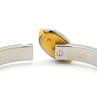 エルメス HERMES ミニクリック PM シェーヌダンクル マロングラッセXシルバー メタル GP エナメル バングル シルバー金具 ベージュ